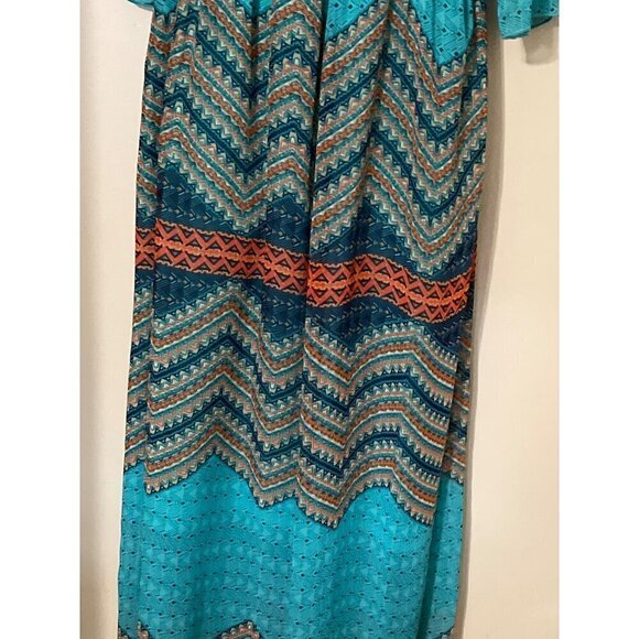 Boho‎  Chevron Maxi Dress M Beachy Beachy Lagom Lagenlook Vacation Resort - Picture 2 of 10
